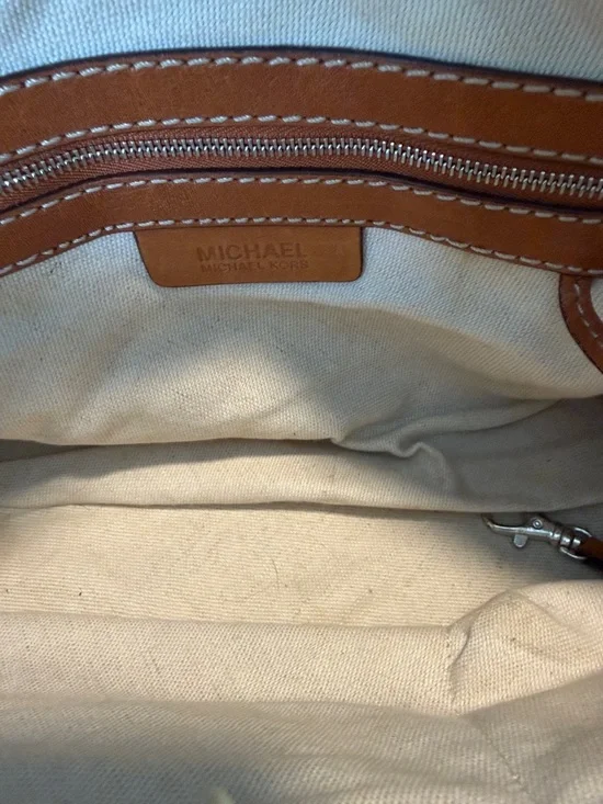 Michael Kors Cognac Leather Satchel with Silver Hardware - Picture 7 of 8